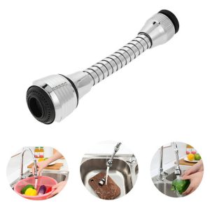 Manguera Ahorradora Lavaplatos Extensión Flexible Turbo Flex Acabado Brillante Color Plateado