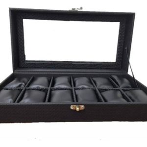 Porta Relojes 12 Puestos Estuche Organizador De Relojes Lujo Negro
