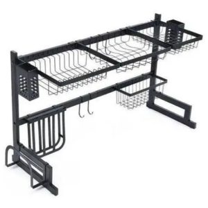 Rack Escurridor Para Platos Seca Vasos 31.5cm X 85cm X 52cm Color Negro