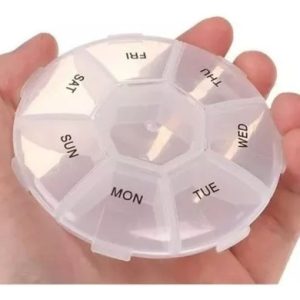 Pastillero Estuche Semanal 7 Compartimientos Portátil Caja Color Blanco