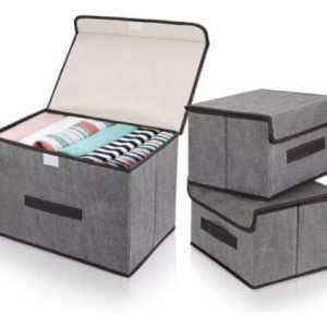 Cajas Organizadoras Tela Plegable Set X3 Piezas Gris