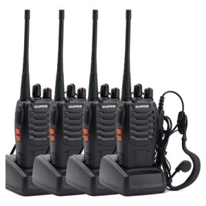 Kit X 4 Handy Baofeng Radio Walkie Talkie Bf888s 16ch Uhf + Auricular Manos Libres Bandas De Frecuencia 16 Color Negro