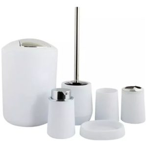 Set Utensilios Accesorios De Baño Jabonera Papelera Juego X6 Blanco