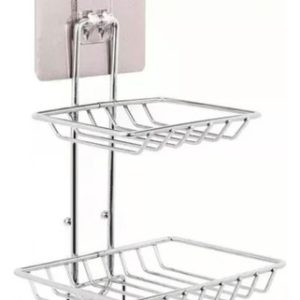 Soporte Jabón Montaje Pared 2 Niveles Organizador De Ducha Plateado