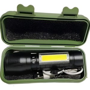 Linterna Tactica 3 Funciones Recargable Usb Con Zoom Blanco Verde