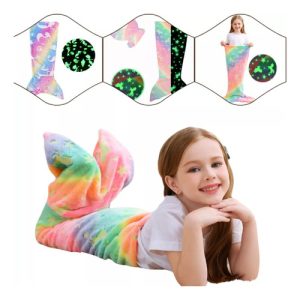 Cobija De Cola De Sirena Para Niños Luminosa En Franela Aleatorio