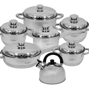 Bateria De Ollas Acero Quirurgico Swisshome Germany 13 Pzs Plateado