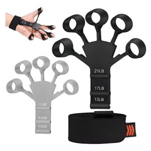 Ejercitador Dedos Fortalecedor Mano Recuperacion Ajustable Color Negro