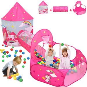 Carpa Infantil Eleoption K1 Plegable Diseño Castillo Color Rosa