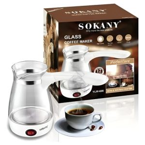 Hervidor Tetera Cafetera Electrica Vidrio Sokany Ylw-606 Blanco
