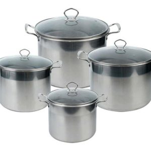 Juego De Ollas Universal Royal Acero Inoxidable Set 8 Piezas Plateado