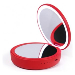 Espejo De Mano Con Luz Led Espejo Maquillaje Rojo