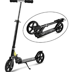 Monopatín Scooter De Aluminio Color Negro Con Giro Didáctico Ideal Para Niños Liviano Plegable Altura Ajustable Ruedas Resistentes Antideslizante Uso Urbano Parque Regalo