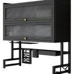 Escurridor Platos Cocina Con Gabinete Doble Organizador De Loza Color Negro