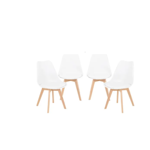 Set De 4 Sillas Eames Minimalistas Modernas Madera Onof Color Del Asiento Blanco