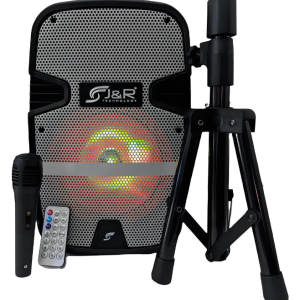 Parlante Cabina 8 Pulgadas Micrófono Trípode Control J5245 Color Negro