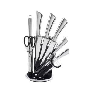 Juego Set Cuchillos De Cocina Acero Inoxidable 9 Piezas Color Plateado