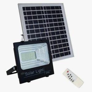 Reflector Solar Jortan 100w Led Ip67 Luz Blanca Fría Carcasa Negra