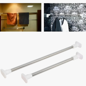 Tubo Barra Colgar Cortina Ropa Ajustable Extensible 160cm Color Plateado