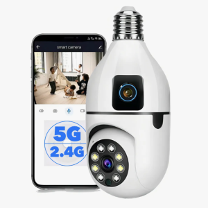 Cámara De Seguridad Bombillo Robot 2 Lentes Wifi 2.4/5g V380 Color Blanco